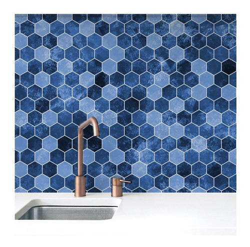 Imagen 1 de 1 de Lamina Pvc Azulejos Autoadhesivos Hexagonales 1,25x0,60 Mts