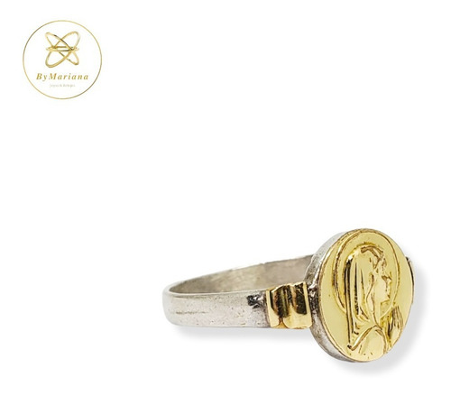 Imagen 2 de 7 de Anillo Plata Y Oro Virgen Niña