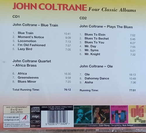 John Coltrane Four Classic Albums 2 Cds Blue Train Olé Jazz