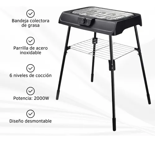 Parrilla Eléctrica Acero Inoxidable Jardín Balcon 6 Niveles