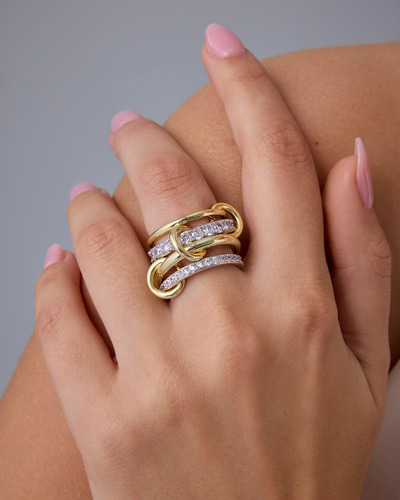 Anillos Apilables Entrelazados Chapados En Oro De 14 Quilate