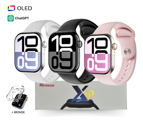 Relógio Smartwatch Microwear S10 47mm Nfc Chat Gpt Oled Preto Preto Preto