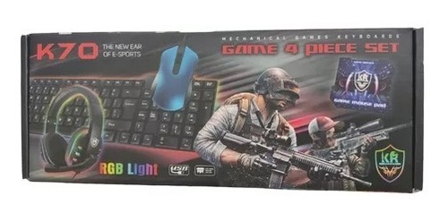 Kit Teclado Mouse Gamer + Mouse Pad 4en1 Diadema Microfono