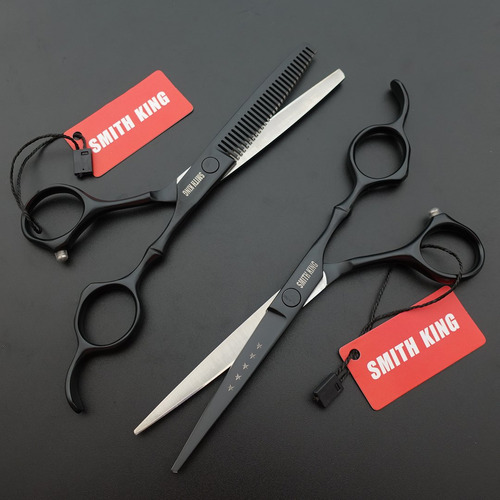 Juego De Tijeras Profesionales De 6.0 Pulgadas Para Cortar Y Entresacar Cabello Con Navaja (negro)