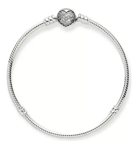 Pulsera Pandora Moments Corazón Brillante S925 Color Plata Largo 18 Cm