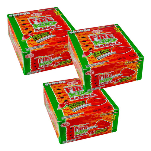 72piezas Paleta De Gomita Fire Kids Sabor Sandia Con Chile