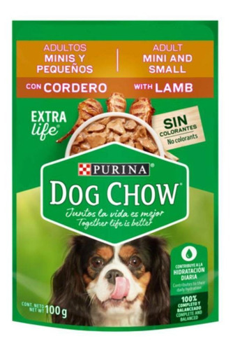 Alimento Dog Chow Salud Visible Sem Corantes para cão adulto de raça mini e pequena sabor cordeiro em saco de 100g