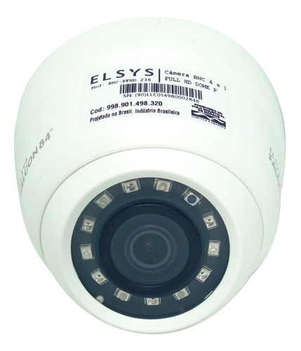 Câmera Dome Plástica Infra, 2mp, 20m, - Elsys