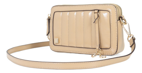 Bolsa Crossbody Para Mujer Cloe Acolchada Jacquard Color Nude