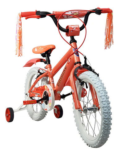 Bicicleta Para Niña R16 Llantas Aire Y Entrenamiento Rainbow Color Naranja