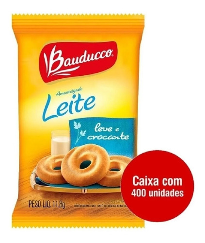 Biscoito Amanteigado Leite Bauducco 400 Sachês