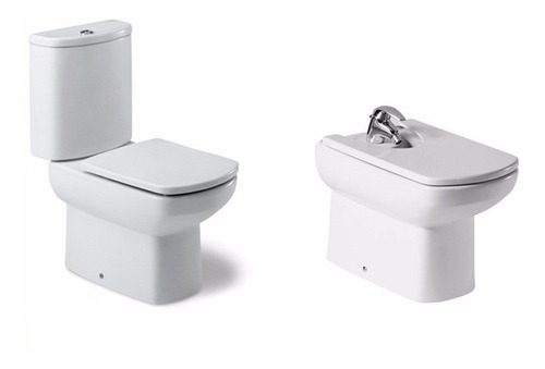 Inodoro Largo C/deposito + Bidet 3 O 1a Roca Dama Senso