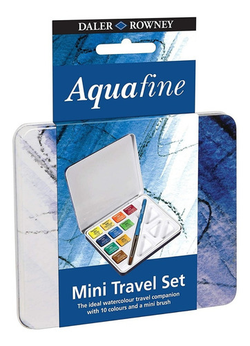 Conjunto de 10 Aquarelas Aquafine Pastilla Estuche Mini Daler Rowney