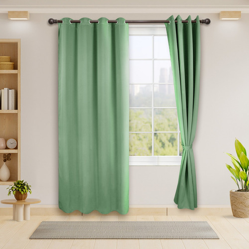 Cortinas Blackout Térmico Largas Lisa Opaca 95% Bloqueo Luz Color Pistache