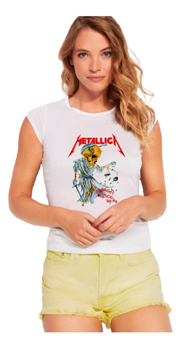 Polera Dama Verano Moda Bandas Clásicas Rock Metallica