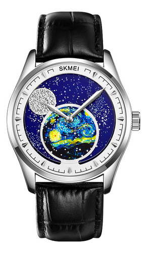 Reloj De Cuarzo Skmei Starry Sky Moon Phase 2115 Para Hombre