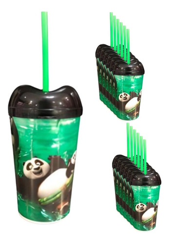 Vaso Pitillo Kung Fu Panda Sorpresa X12u Alta Calidad Cumple