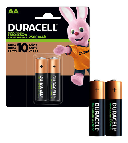 Pilas Recargable Aa Hr6 X2 1.2v Cilindrica Duracell 2500mah