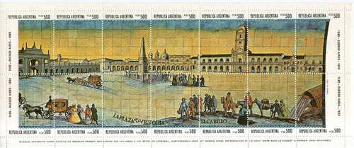 Imagen 1 de 1 de Argentina Bloc X 14 Sellos Mint Mural Subte, Catedral  1980 