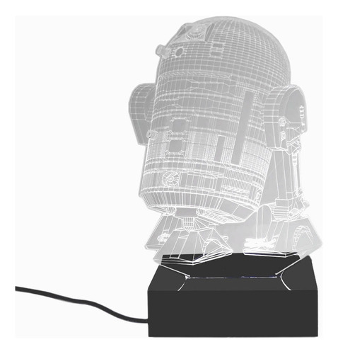 Abajur E Luminária R2d2 De Acrílico Com Led Branco