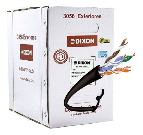 Cable Utp Cat5e Para Exterior Dixon 305 Metros Negro