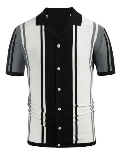 Camisa Masculina Clássica Manga Curta Com Botões Boliche