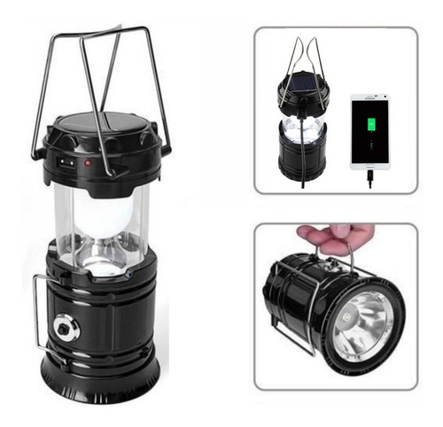 Farol Camping Linterna Recargable Solar Usb Cargador Etheos