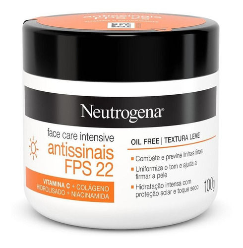 Neutrogena Creme Antissinais Com Vitamina C E Colágeno 100g Momento de aplicação Dia Tipo de pele Normal