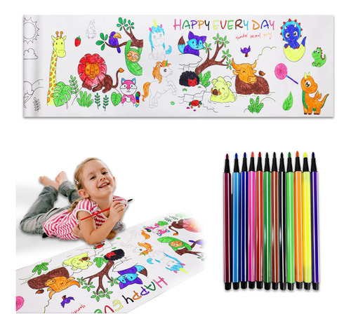 Humdax Rollo De Papel Para Colorear Para Niños, Rollo De Dib