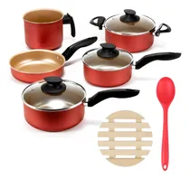 Comprar Kit De Panelas Antiaderentes 05 Pçs + Colher E 05 Descansos