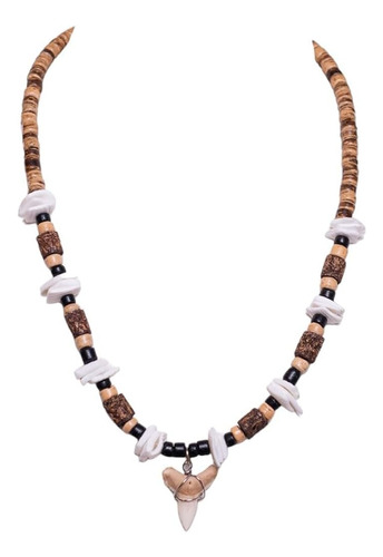 Collar Bluerica Diente De Tiburón Coco Y Puka Chip 18