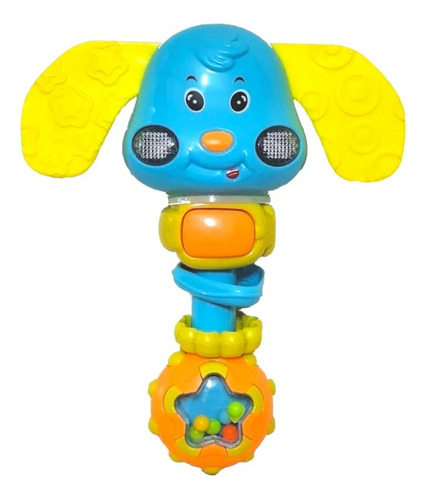 Chocalho Brinquedo Mordedor Divertido Musical Elefante Bebês Cor Cachorro Azul