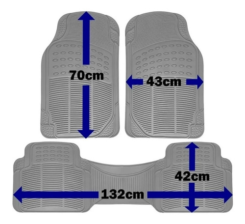 Imagen 4 de 7 de Cubre Alfombra Goma Pesada Universal 3 Piezas Gris Auto Cami