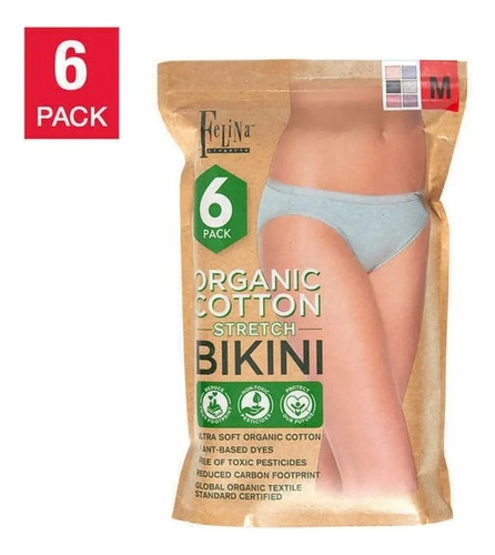 Felina Calzón Mujer Algodón Orgánico Ultra Comodo 6 Pack