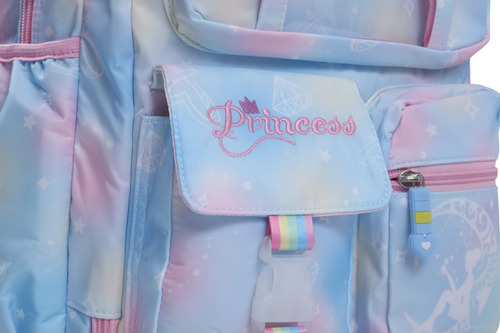 Mochila Porta Notebook Escolar Antirrobo Organizador Solapa Color Lila Diseño De La Tela Liso