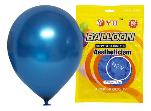 Globos Latex Perlados Premium 10 Pulgadas X50 Unidades Azul Perlado