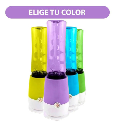 Imagen 3 de 9 de Juguera Batidora Licuadora Personal Portatil 2 Vasos Colores