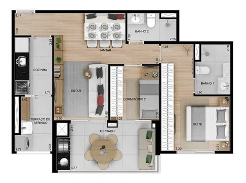 Imagem 2 de 19 de Apartamento A Venda No Tatuapé 2 Quartos E Terraço Com Churrasqueira A Carvão - 67m² Com Suíte.