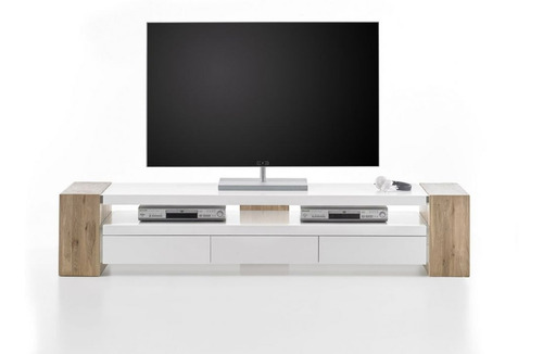Imagen 6 de 8 de Mueble De Tv Moderno Lacado Y Madera Natural Ref: Lan