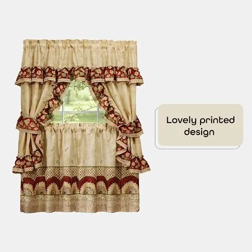 Juego De Cortinas Para Ventana Con Estampado De Cabaña, 57 P