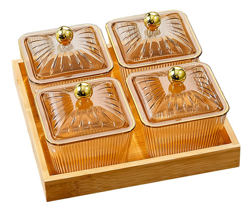 Contenedor De Cuencos Para Aperitivos Con Ámbar 4 Cuencos