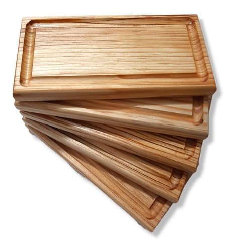 Mini Plato Tabla Madera Sin Logo 22x11 (6pzas)