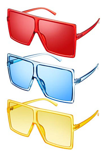 3 Piece Gafas De Sol De Gran Tamaño Plano Top Moda Xzz8k