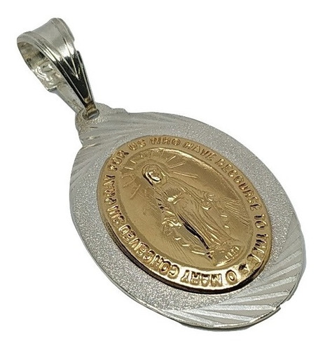 Dije Medalla Virgen Milagrosa Paris Plata 925 Y Oro 00527