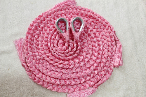 Soga Cuerda Para Hamaca Incluye Par De S Metalica Negra Color Rosa Color