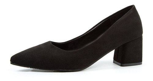 Zapatos Negros De Tacón Grueso Formal Para Mujer