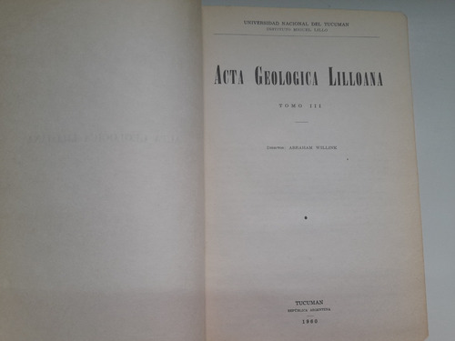 Acta Geologica Lilloana, Tomo 3 1960
