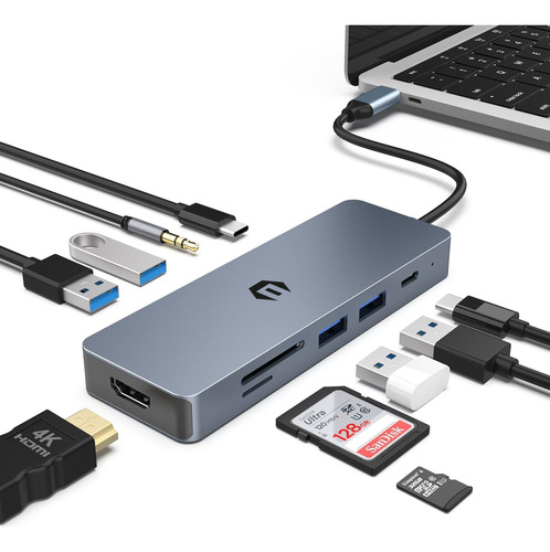 Hub C Usb C By Hopday 10 En 1 Adaptador Multipuerto Con 4k C