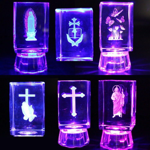 Imagen 9 de 10 de 18pz Recuerdo Personalizado Cristal 3d Luz Boda Bautizo Etc