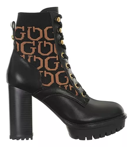 Botas Botín Guess Wgrows-a Mujer Negro - Café Tacón Original